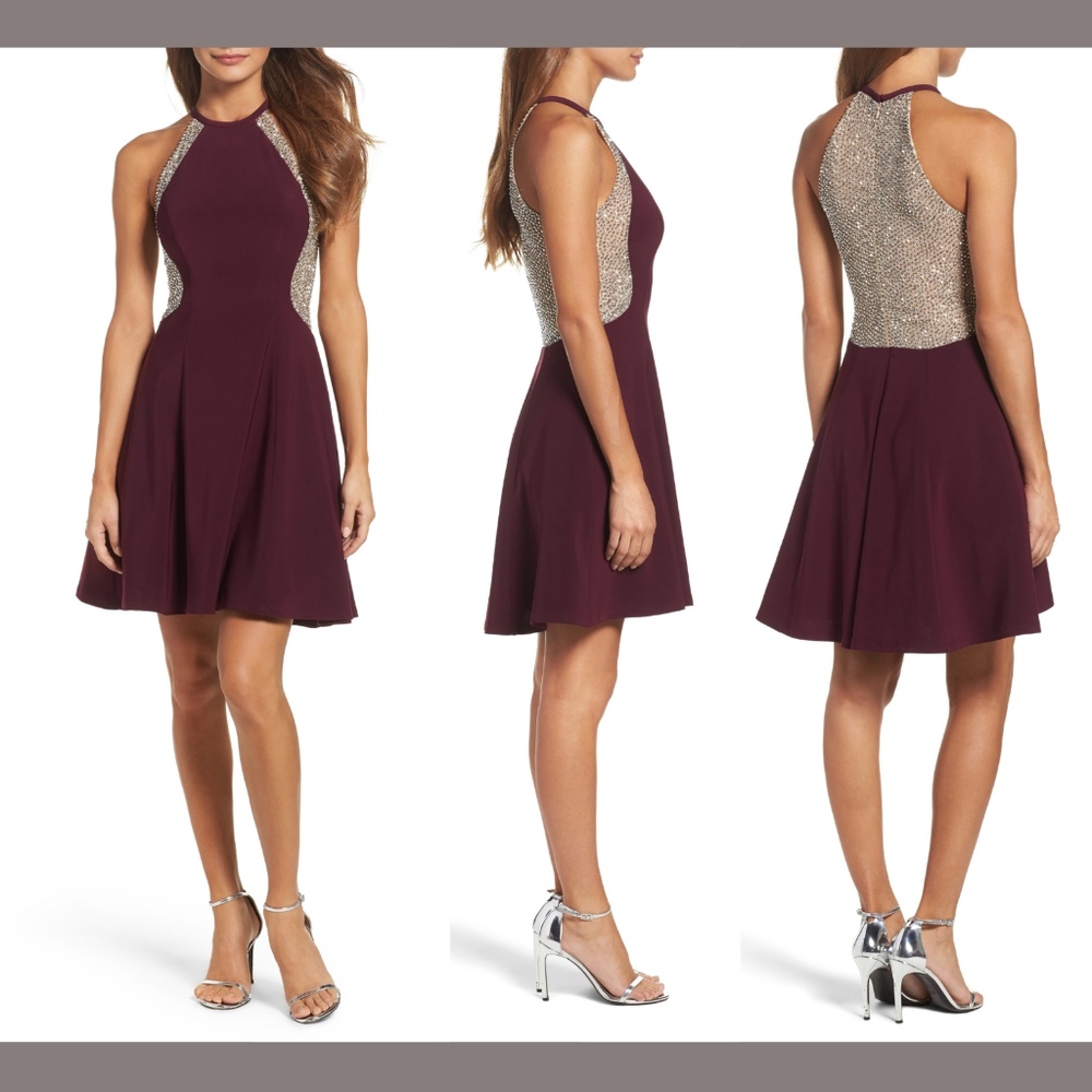 EUC XSCAPE Beaded Jersey Party Dress in 14